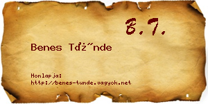 Benes Tünde névjegykártya